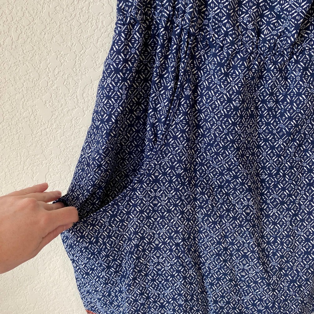 Patagonia Midi Sundress Women's Size XL Blue Patterned Tank Adjustable Straps - Picture 6 of 10